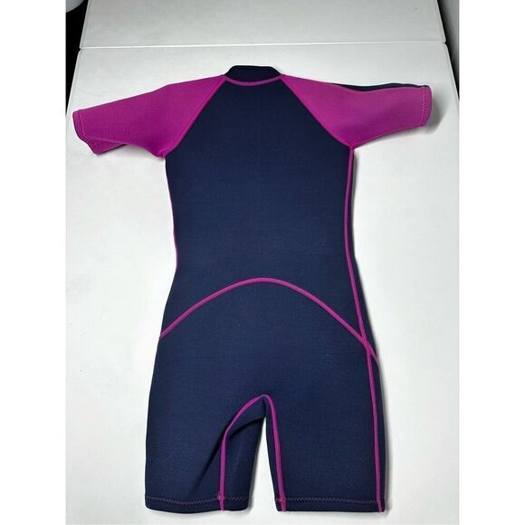 Seaskin Kids Wetsuit 2mm Shorty Diving Suit Navy/Pink Size 8 - Picture 8 of 10